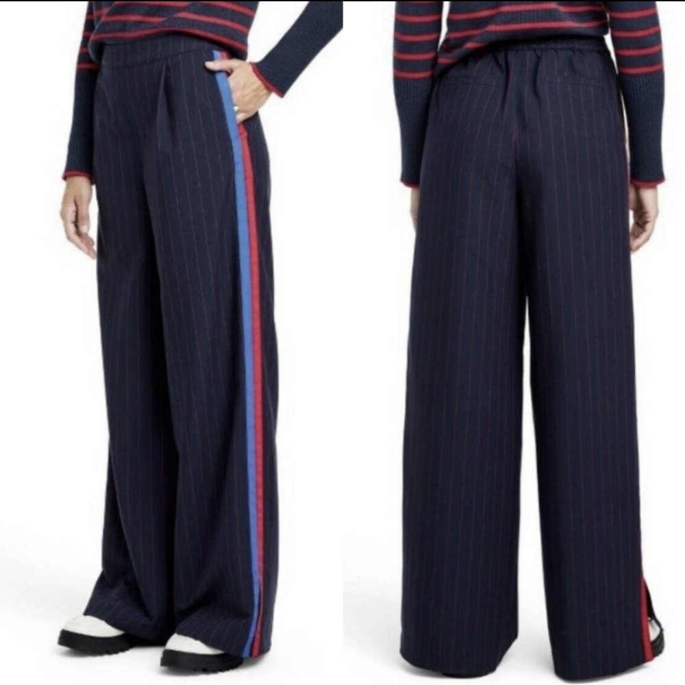 Target wide leg blue red stripe pants